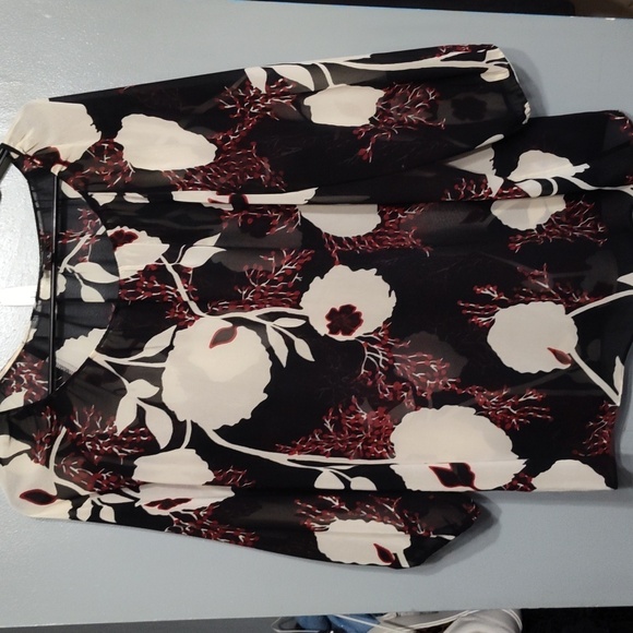 Talbots Woman Plus Size sm Sheer Cover Up Floral Black Blouse Shirt Top Business - Picture 1 of 8